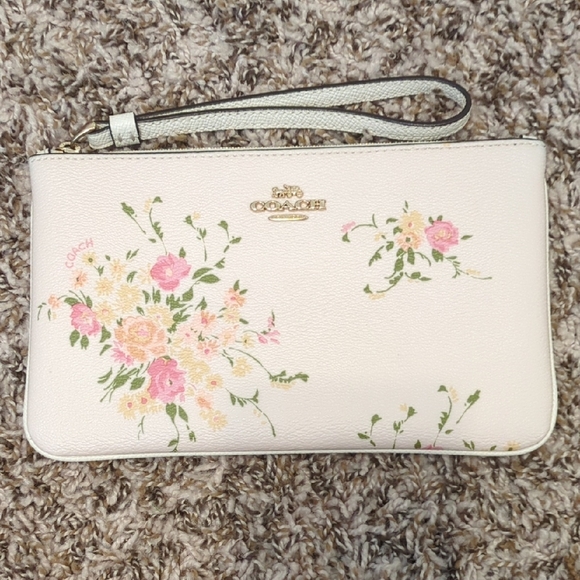 Coach chalk multi large wristlet wallet with floral bundle print - Picture 1 of 7